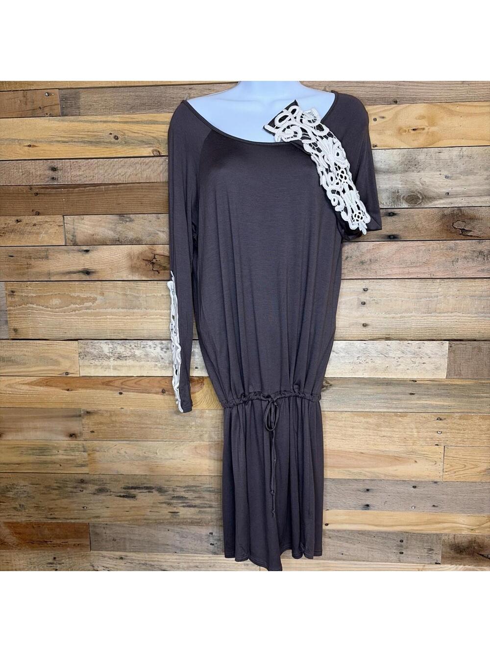 Fascination Tunic Dress Women’s M NWT Crochet Arm Boutique Soft Stretchy Comfort
